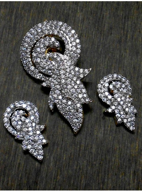 CZ Pendant With Earrings